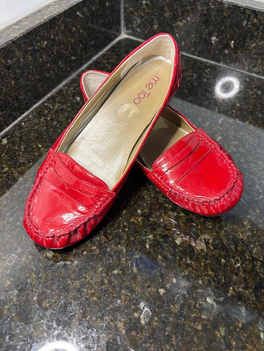 …ME TOO Romantic Red Patent Leather Women’s Penny Loafers